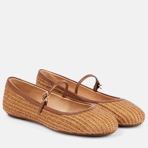 GIANVITO ROSSI Carla raffia and leather ballet flats 42